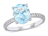 2.10 Carat (ctw) Light Aquamarine Solitaire Oval Ring in 14K White Gold
